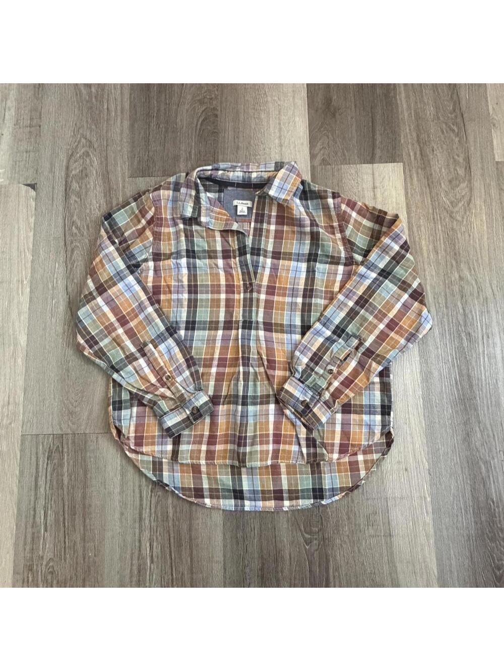 LL.Bean small petite Multicoloured plaid button up shirt #plaid